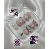 Chic Blackpink Dot Handmade Nail Tips - Long Ballerina /
