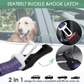 SlowTon Dog Seat Belts for Car, 2 Packs Safety Dog Car Seat Belt Latch Bar Attachment Metal Buckle Dog Car Seatbelt Vehicle Trip Travel for Dogs Heavy Duty Elastic Tether for Daily Use in Car