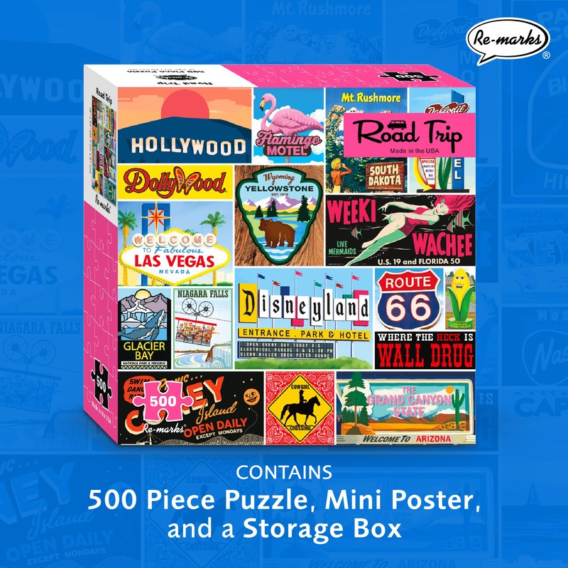 Re-marks Road Trip clásico Signs Rompecabezas de 500 piezas para
