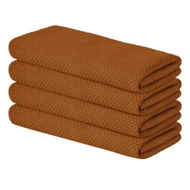 Artoid Mode 100% Cotton Caramel Waffle Weave Kitchen Dish Cloths, 13x28 Inch Ultra Soft Absorbent Quick Drying Kitchen Dish Towels Set of 4