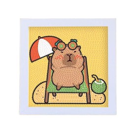 LJJINGXS Cute Capybara 5D Diamond Art Kits with Plastic Crate,DIY Painting Art for Women Diamond Arts and Crafts Sets, Big Gem Full Drill Diamond Dots for Beginners