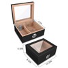 Cigar Humidor, Spanish Cedar Wood Cigar Desktop Box, Glass Top