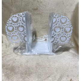 Danish Heart Tree Metal Bookends Laser Cut Powder Coating Color White