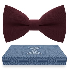 Baby Boys Burgundy Bow Tie Gabardine Fabric Material for Kids Maroon Bowtie, Toddler Bow ties Formal Pre-Tied Tuxedo Clip on Shape Infant Handmade Bow ties for Any Ages (Small, Burgundy)