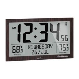 MARATHON Atomic Full Calendar Clock with Extra Large Digits Indoor and Outdoor Temperature