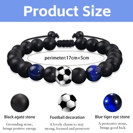 SHUOHONG Football Gifts Boys, Inspirational Football Gifts for Boys, Children's Bracelet for Boys with Futball Pendant, Bracelet Children Boys for Son, Grandson, Nephew, Brother, Glass beads