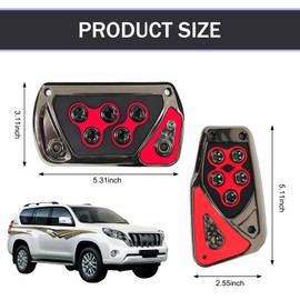 gunroil 2 PCS Automotive Foot Pedals, Non-Slip No Drilling Required Pedal Pads, Automatic Transmission Brake and Accelerator Pedal Covers, Universal Fit for Most Cars (Red)
