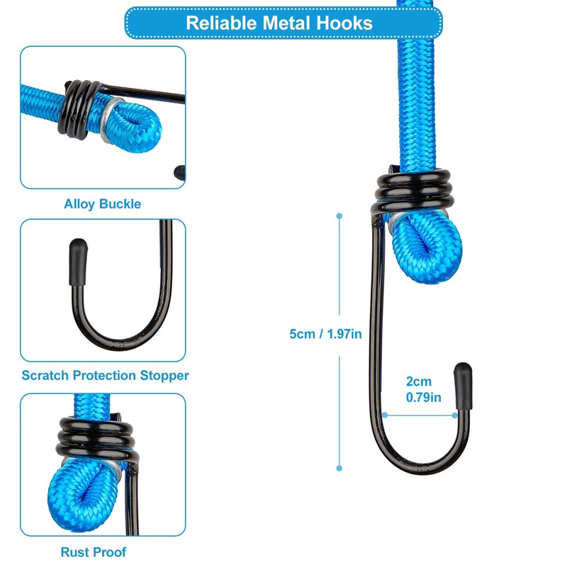 Bungee Cords with Hooks Heavy Duty, 8 Pack Bungee Straps,