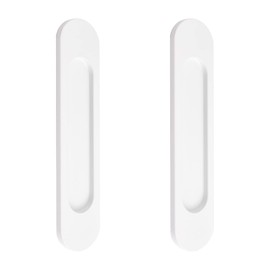 MOROBOR 18CM Self-Stick Oval Sliding Door Pulls, 2pcs Warm White Aluminum Alloy Flush Pull Punch-Free Handle for Sliding Barn Door Windows Cabinets