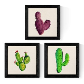 PACK of three sheets of cactus. Square posters with printed images. Give a green touch to your home. Cactus Sheets to frame. Paper 250 grams
