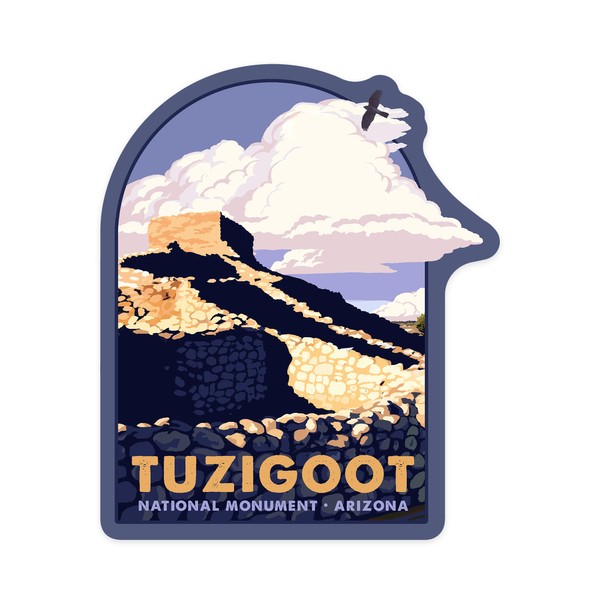 Die Cut Sticker Tuzigoot National Monument, Arizona, The Citadel, Contour