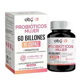 Probioticos Mujer  Flora Pro-W Complex  60 Billones de 15 Cepas de Probioticos Femeninos  Prebioticos de Inulina de Achicoria  Arandano Rojo y...     