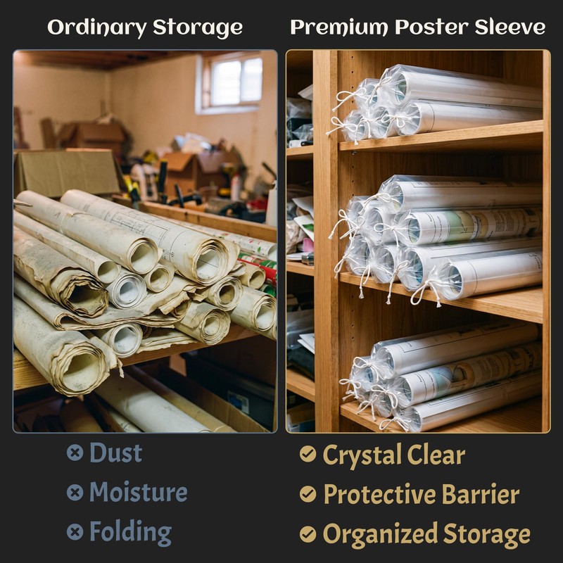 Extra Long Plastic Poster Sleeves, Clear Banner Poster Poly Bags