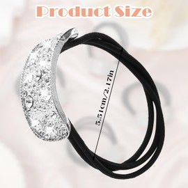 COMNICO 4Pcs Ponytail Holders Rhinestone Hair Scrunchies Elastics Crystal Hair Bands Hair Ties No Damage Decorative Hair Clips Diamond Fancy Sparkly Hair Accessories for Women Girls (Gold + Silver)