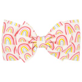 Wee Ones Diadema ancha con textura ondulada suave para niñas con lazo grande a juego, arcoíris