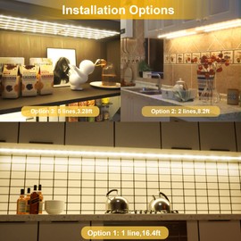 LAFULIT 10 PCS Under Cabinet Lights Kit, Stick on Lights, Flexible Led Strip Lights with Remote and Power Adapter, for Kitchen Cabinet Shelf Desk Counter Corner, 4000K Neutral White, 16.4ft