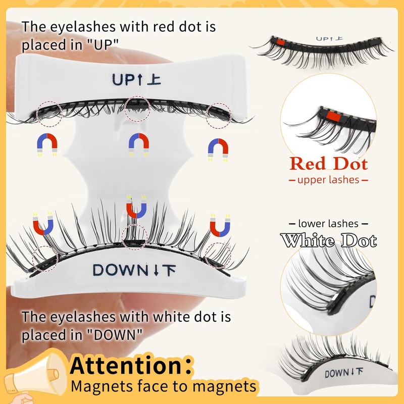 QUEWEL Magnetic Eyelashes Natural Look, 1 Pair Reusable Magnetic Lashes