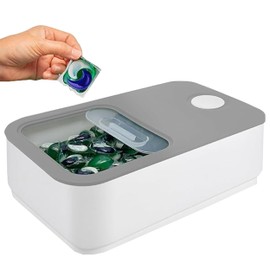 TidyFriend Laundry Pods Container with Slide Lid, 15" x 8.7" x 4.5", Airtight Storage Keeps Pods Fresh, Holds 9–10 lbs or 100–130 Pods, Laundry Detergent Container & Dishwasher Pod Holder (Grey)