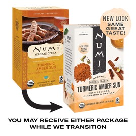 Numi Organic Amber Sun Turmeric Tea Bags, 15 Tea Bags, Herbal Tea with Rooibos & Spices