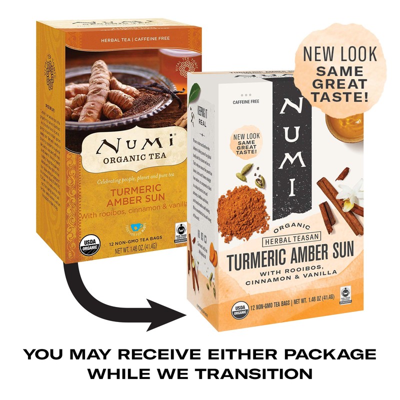 Numi Organic Amber Sun Turmeric Tea Bags, 15 Tea Bags,