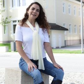 DOLCE ABBRACCIO by RiemTEX Women's Scarf Stole Elegant Scarves and Shawls Verona Chiffon, champagne