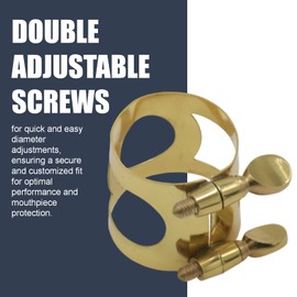 Soundspire Tenor Sax Ligature Gold-Plated Brass Mouthpiece Lock with Dual Adjustable Screws, Compatible Tenor Saxophone Fastener (1-Pack)