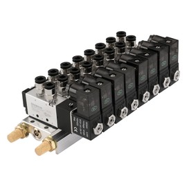 Baomain 8 Space Pneumatic Solenoid Valve Set PT1/8'' 4V110-06 24VDC Single Head 2 Position 5 Way with Base Muffler Quick Fittings Set (DC 24V)
