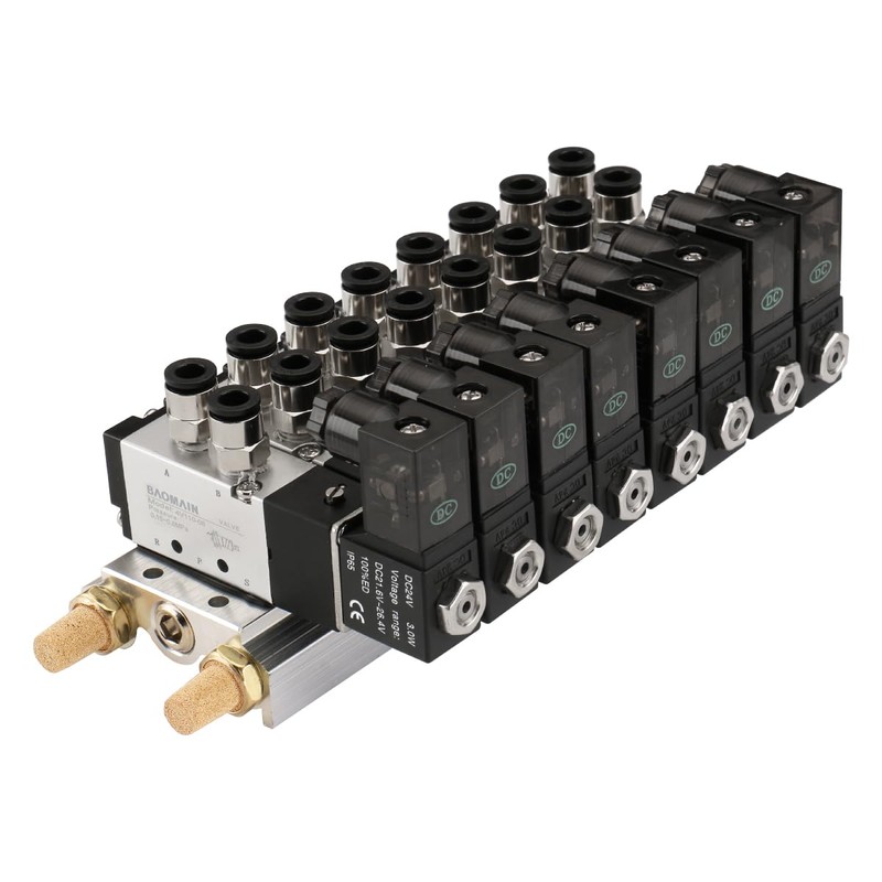 Baomain 8 Space Pneumatic Solenoid Valve Set PT1/8'' 4V110-06 24VDC