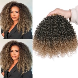 Samtress 8 Packs Pre Looped Micro Kinky Curly Twist Crochet Hair 8 Inch Micro Curly Crochet Hair for Women Yanky Twist Crochet Braids Synthetic (#T27)