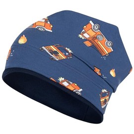 Smarilla Boys' Hat Transition Hat Beanie Vehicles Spring Autumn Cotton, Fire Brigade Blue