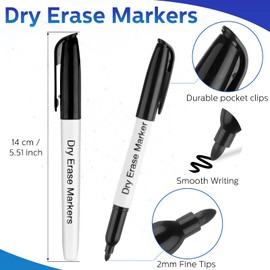 Thenshop 200 Pack Dry Erase Markers Bulk with 4 Magnetic Erasers Fine Tip Dry Erase Markers Whiteboard Pens Bulk for Office Supplies(Colorful)