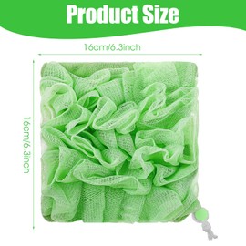 Mabor 2 Pack Washable Loofah Pouch for Soap - Exfoliating Bath Sponge & Soft Washcloth Combo, Gentle Skin Cleansing with Drawstring, Light Green & Pink (6.3x6.3in)