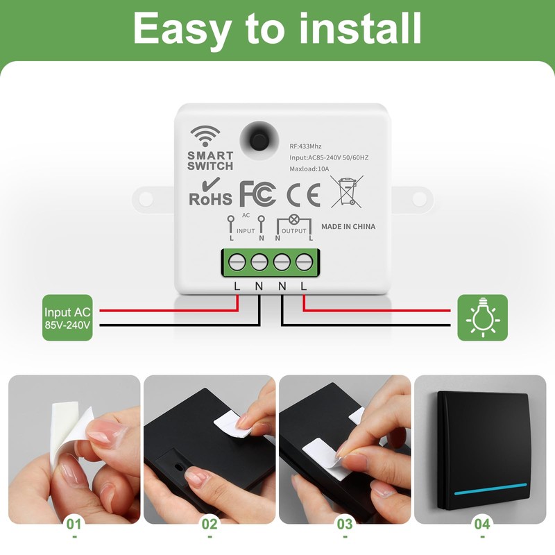 Aroidful Wireless Light Switch Kit RF 433 MHz, 240 V