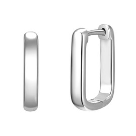 Glanzstücke München Women's Creole Earrings Square 925 Sterling Silver Rectangular, Sterling Silver