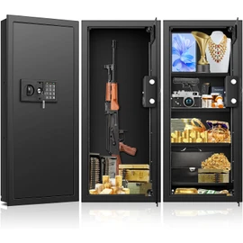 33.46" Tall Fireproof Wall Safes Between the Studs 16" Centers, Heavy Duty Combination Lock in Wall Safe with 3 Removable Shelf, Hidden Safe for Money, Jewelry, Document, Passport