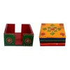 Purpledip Wooden Coasters 'Flora Fountain': Handpainted Set Of 6 Hot