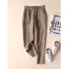 IXIMO Women's Tapered Pants 100% Linen Drawstring Back Elastic Waist