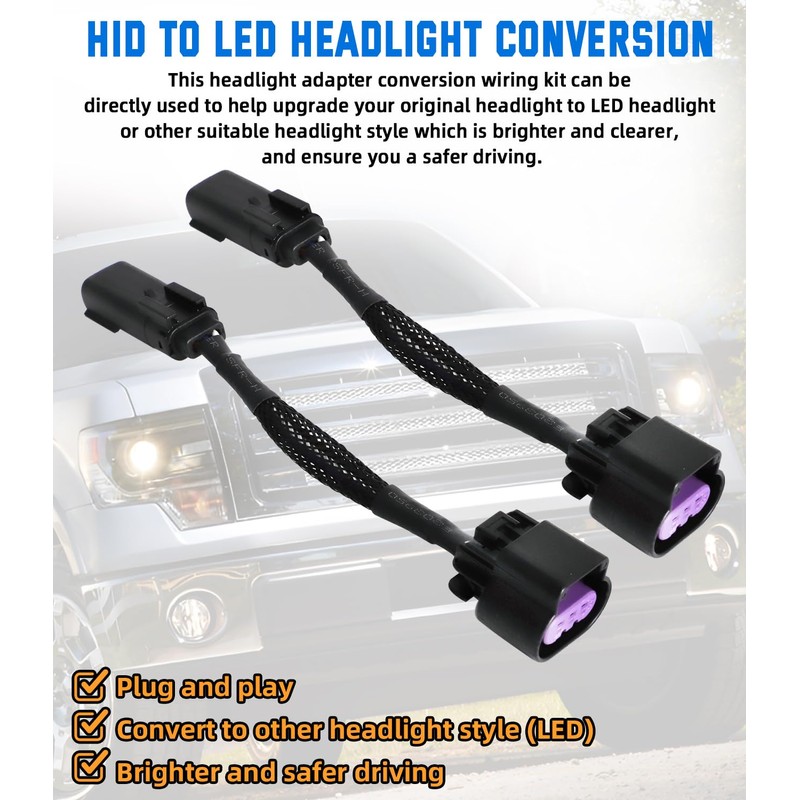 HID to LED Headlight Conversion Wiring Kit Headlight Adapter Harness