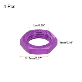 sourcing map Aluminum 17mm RC Wheel Nut Thread M12x1.0mm Hex Wheel Nuts RC Wheel Nut for 1/8 RC Model Car Trucks Off Road Car Upgraded Parts Pack of 4(Purple)