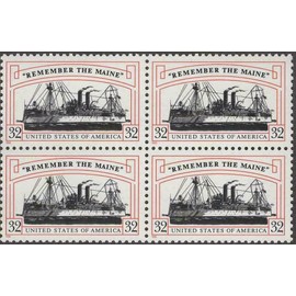 1998 Remember The Maine Block of 4 32c Postage, Sc# 3192, MNH, OG