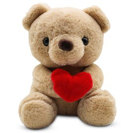 Teddy Bear, Plush Bear 23 cm Teddy with Love, Stuffed Toy Teddy, Teddy Bears Love Stuffed Toy, Cuddly Toy Decorative Room Cushion, Cuddly Toy Gifts for Mum, Children, Lovers, Valentine's Day (Brown)