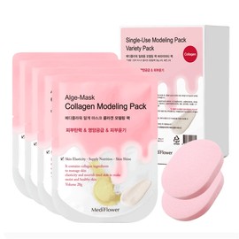 Disposable Modeling Pack Variety Pack (Collagen 28g x 4 + Sponge x 2) / 일회용 모델링팩 버라이어티팩 (콜라겐 28gx4+해면x2)