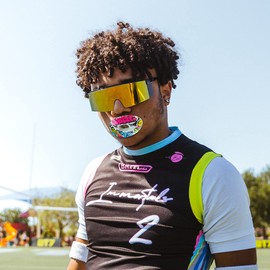 Battle Sports Oxygen Football Mouthguard - Football Mouth Guard with Strap, Superior Airflow & Better Performance, Maximum Breathability, Works with Braces - Graffiti/Colorful