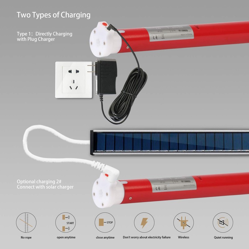 Rollerhouse 1.25" (32mm) Battery Powered Electric Shade Motor, Blinds Tubular