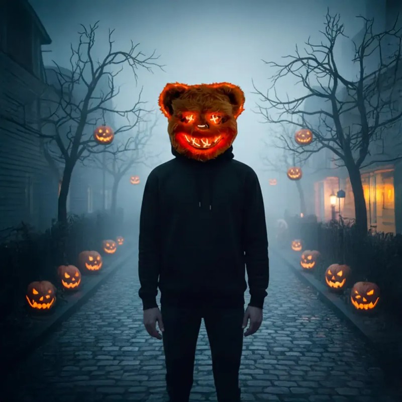 Pack 2 Mascaras Oso Y Conejo Con Luz Led Halloween