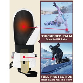 KUTOOK Winter Gloves Ski Gloves Thermal Gloves Women Men Waterproof Warm Thermal Winter Sports Gloves Waterproof Touchscreen for Skiing Snowboard Ice Skating Hiking White, XL