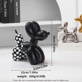 GDYOOSHOW Globo de 7 pulgadas para decoración de perro, escultura de animales, manualidades creativas para cachorros, recámara, oficina, computadora (cuadros en blanco y negro, H-7 pulgadas)