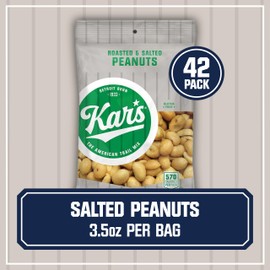 Kar’s Nuts Roasted & Salted Peanut Snacks, 3.5 oz Individual Snack Packs – Bulk Pack of 42, Gluten-Free Snack Mix