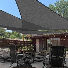 LOVE STORY 20'x 20'x 20' Triangle Sun Shade Sail SS-041 Canopy Right Triangle Sunshade Garden Patio Sun Blocking, Dark Grey