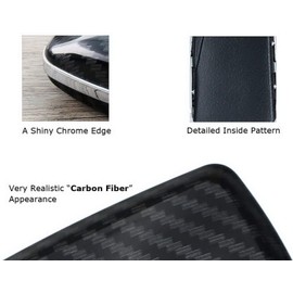 iJDMTOY Glossy Black Carbon Fiber Pattern Exact Fit Key Fob Shell Cover Compatible with Mitsubishi Lancer Evolution or Outlander 3/4-Button Smart Key